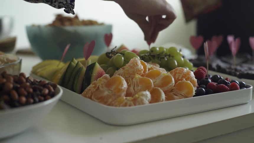 People prep buffet