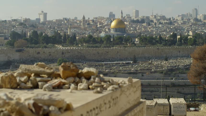 The city of jerusalem stretches off into the distance