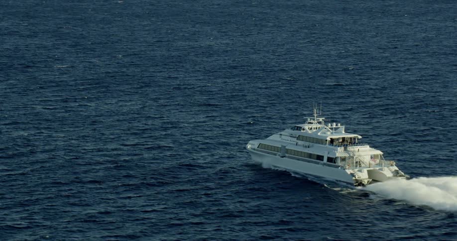A boat moves through the water