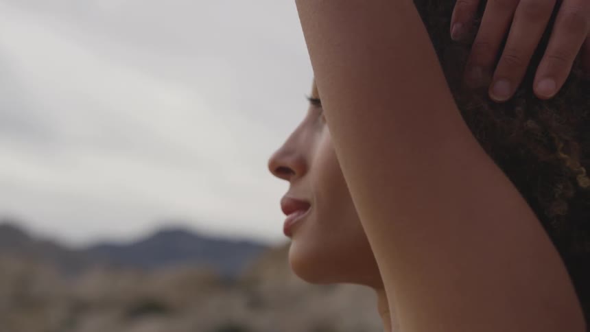 A young woman stretches
