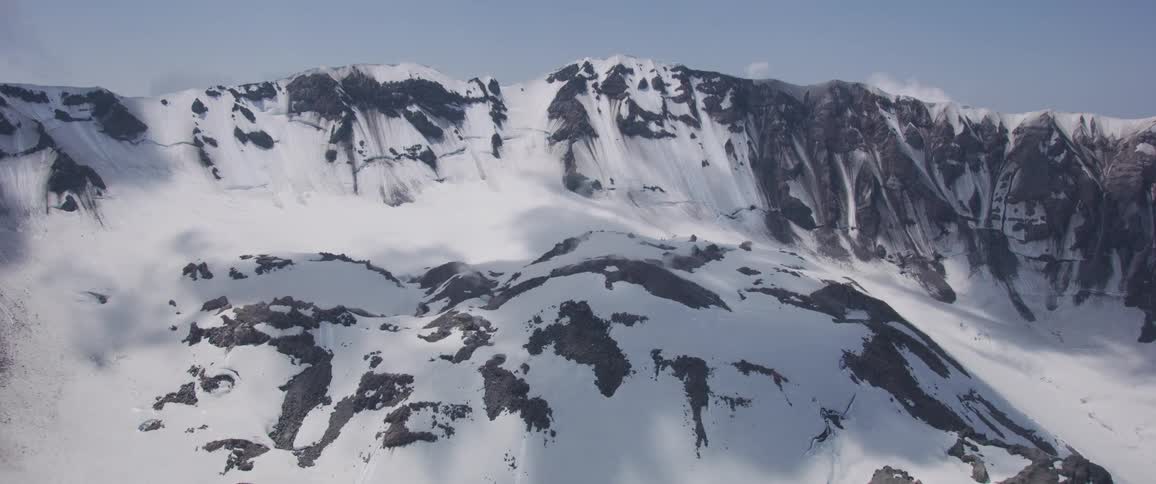 Snow covers a mountaintop