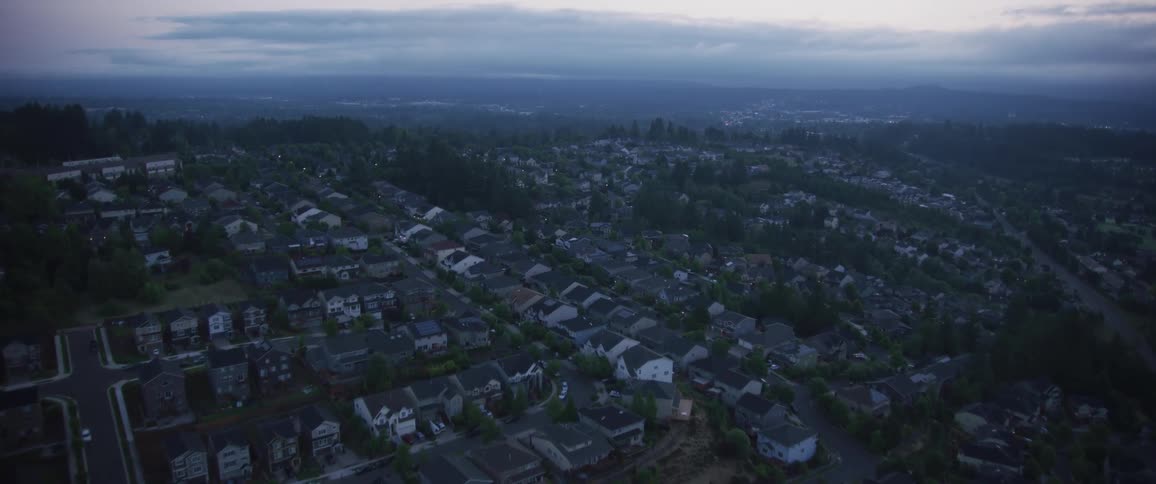Aerial view of suburban neighborhoods
