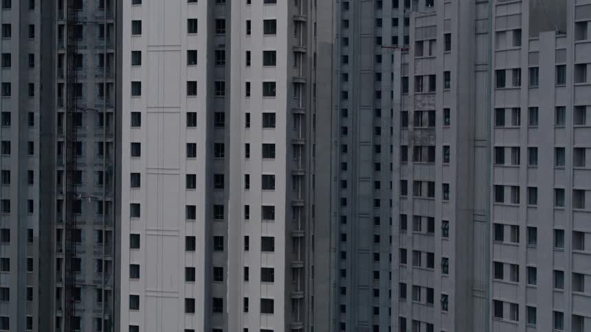 An aerial shot of apartment buildings