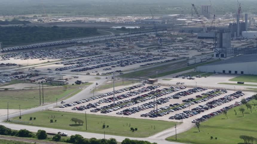 Parking lots near warehouse
