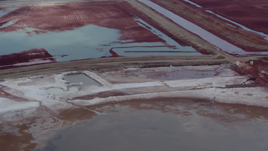 Aerial view of chemical evaporation pools