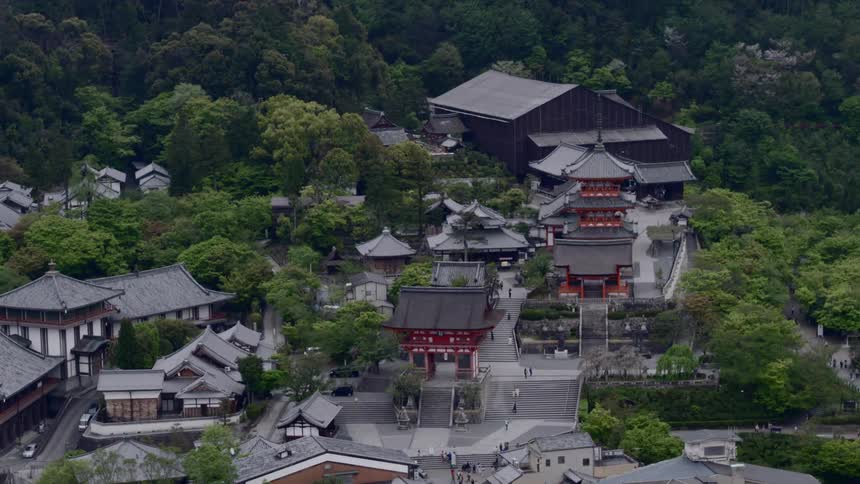 A japanese town sits mixed in among wilderness