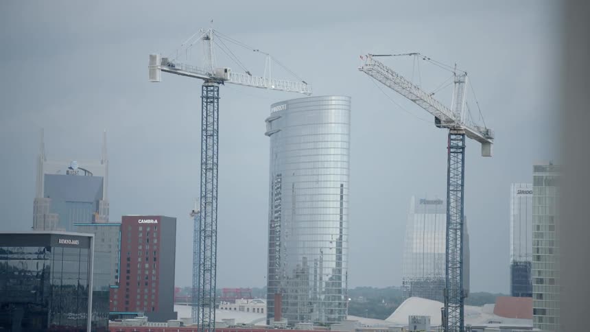 Downtown area with building equipment