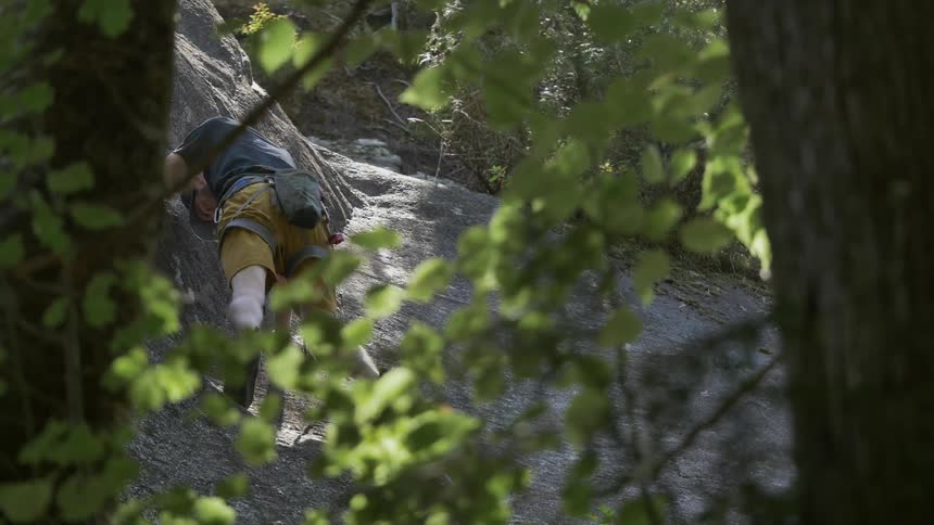A man rock climbing