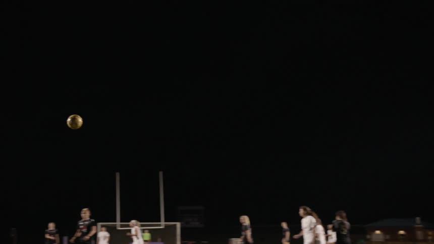 A goalkeeper takes a goal kick in a soccer match