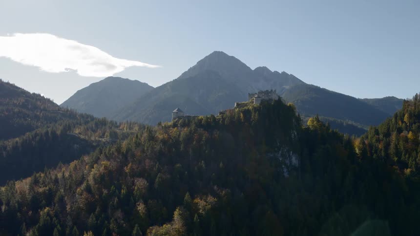 Aerial view of a mountains covered with forest
