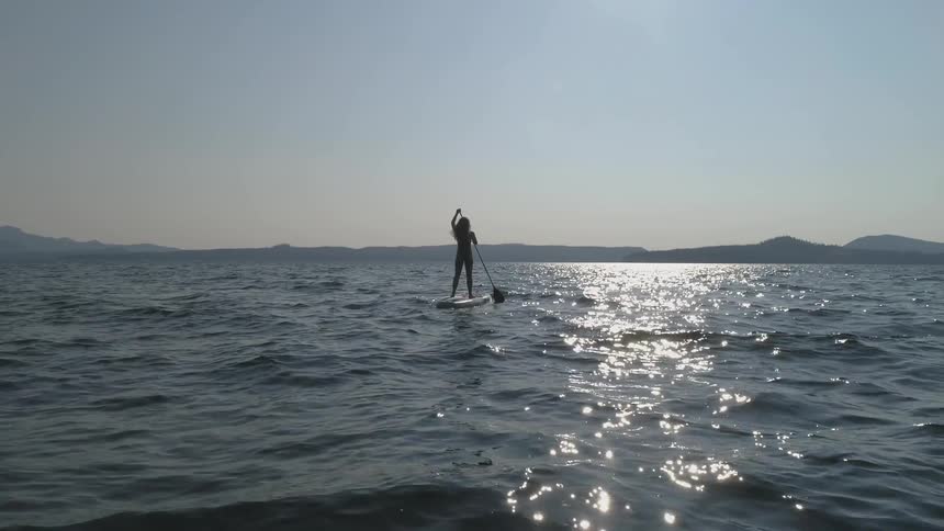 A woman surfing