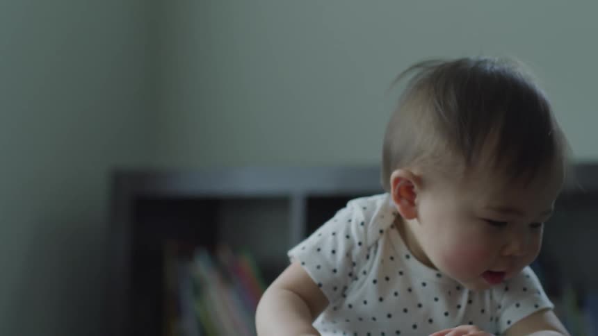 A baby looks around