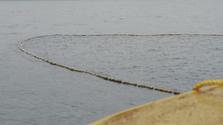 Industrial fishing net on the ocean
