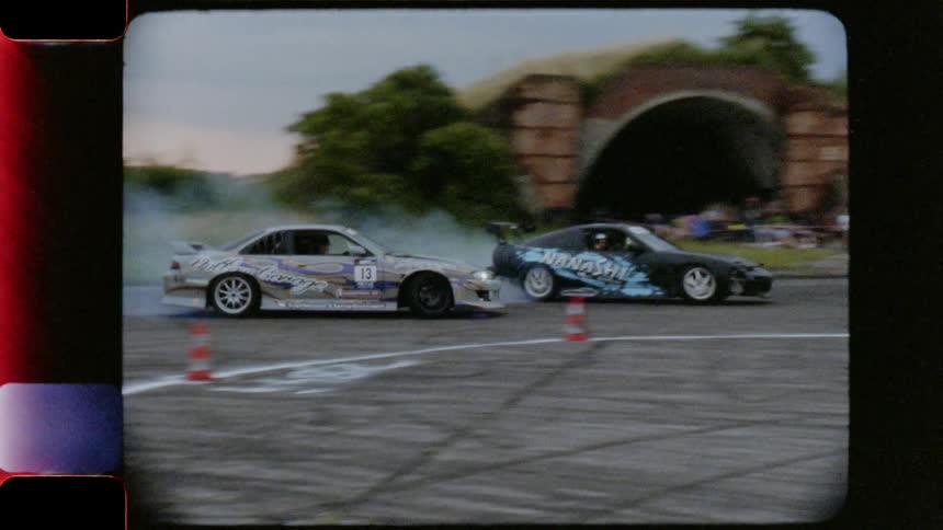 Vintage shot of cars drifting