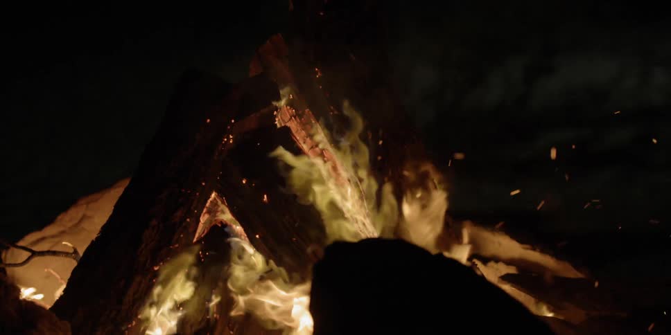 A campfire burning