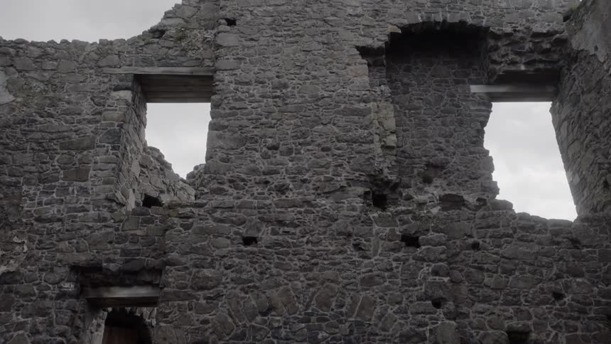 View looking up the ruins of an old building