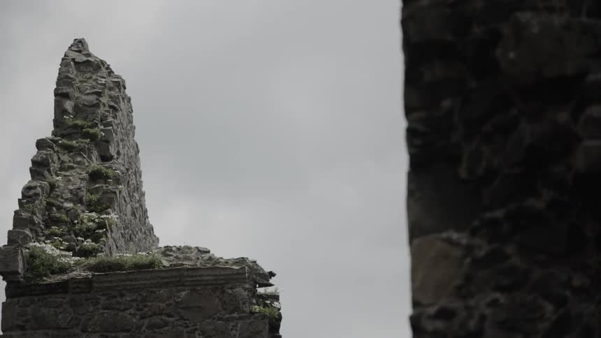 The partially standing walls of ancient monument