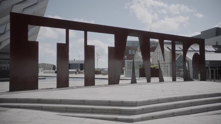 Sign outside of the titanic belfast museum