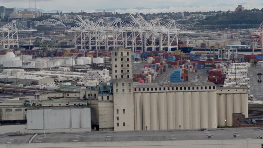 View of an industrial area in a city