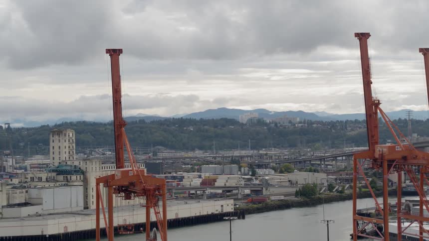 Skyline view of industrial area in a city