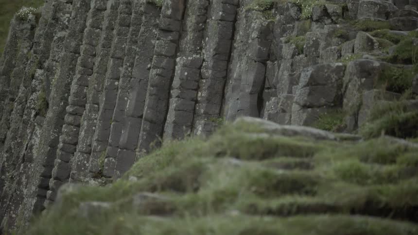 The hexagonal rocks of giants causeway mountains in northern ireland