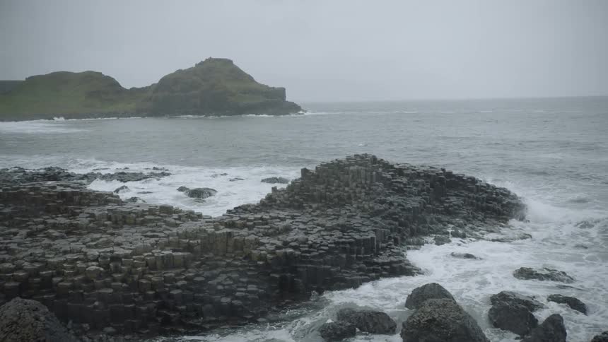 Waves crashing on a rocky beach