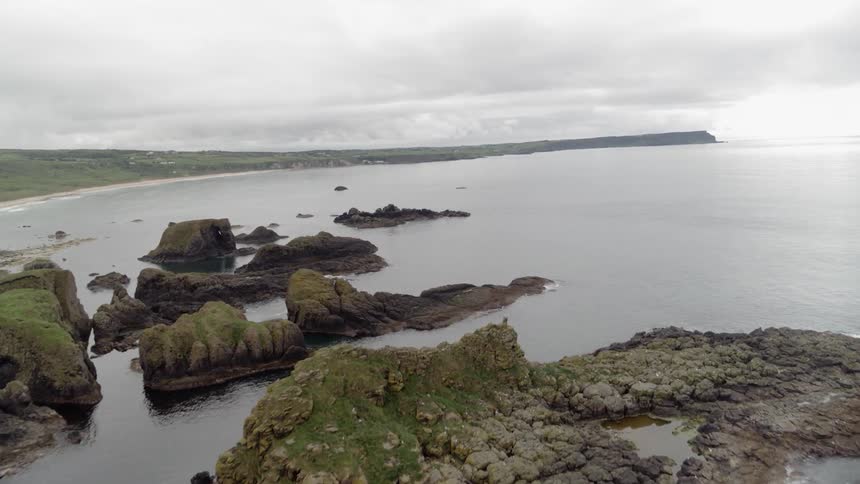 Aerial shot of ocean coastline
