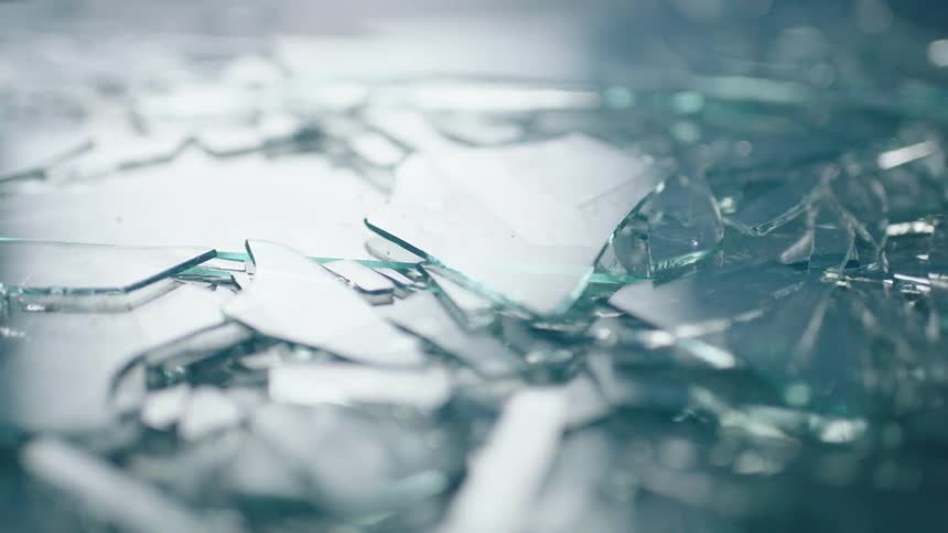 Broken glass lying on the ground