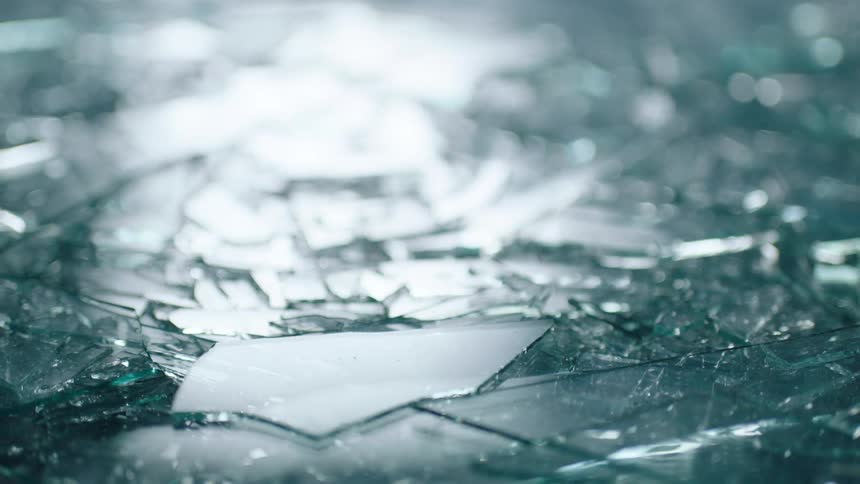 Broken glass lying on the floor