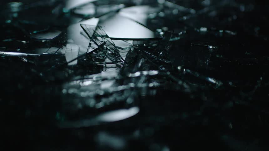 Broken glass lying on the floor
