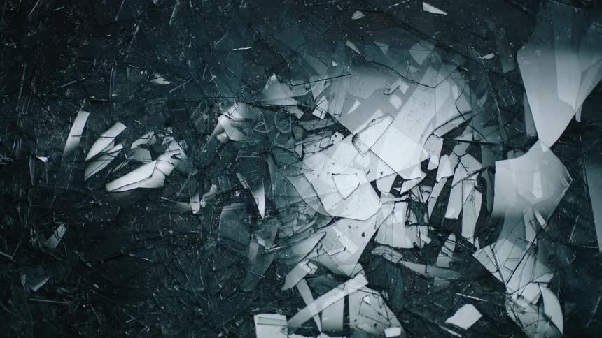 Broken glass covering the ground