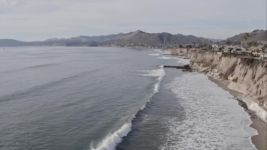 Waves crashing towards the shore