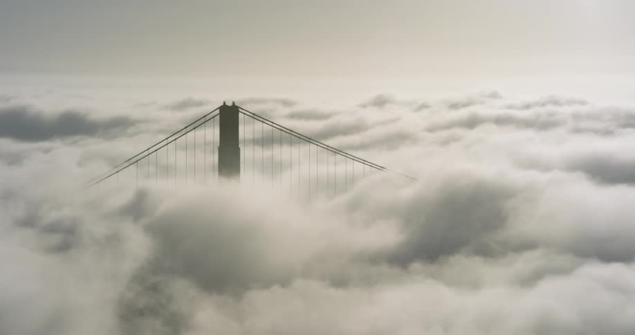 Clouds covering the golden gate bridge