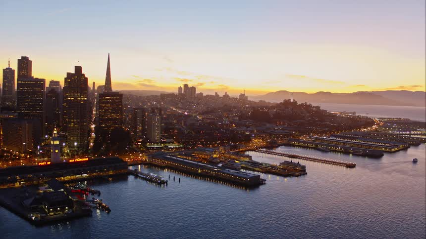 A port sits next to a large urban area