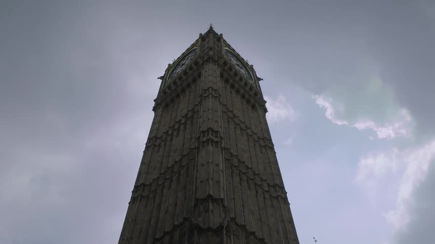 Big ben stands against a cloudy sky