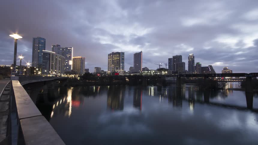 A time lapse of a city as clouds pass overhead