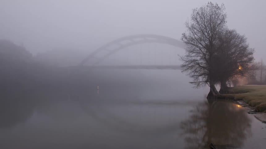 Foggy Sunrise Pennybacker Bridge / 360 Bridge