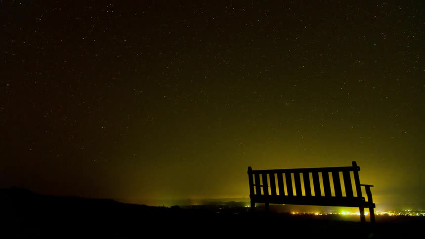 Time lapse of the night sky from sunset to sunrise