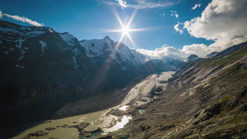 A time lapse of a mountaintop