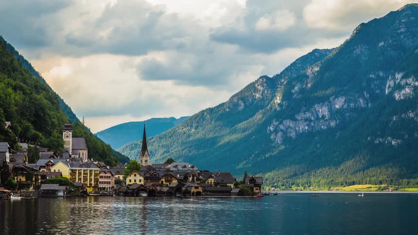 Beautiful old town built on an a lake shore