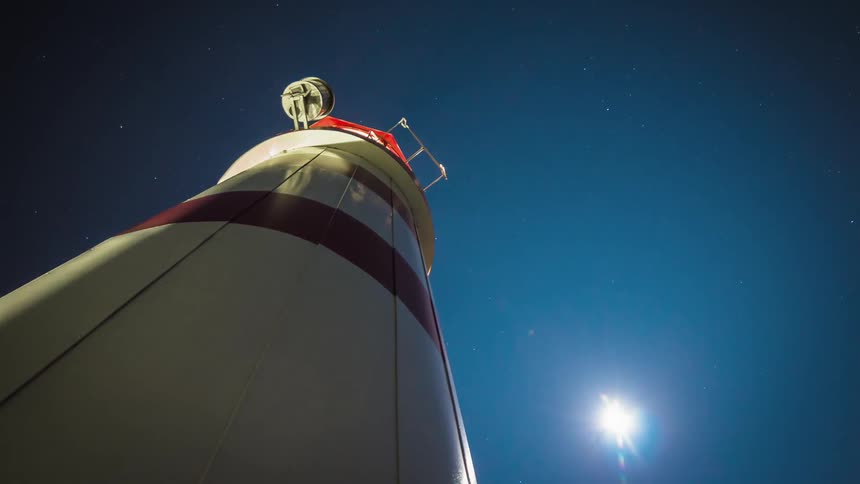 Looking up at a lighthouse