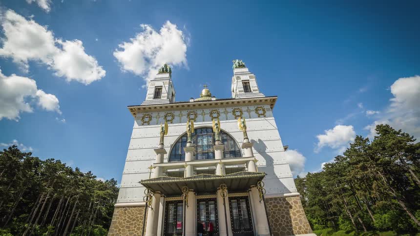 People visit an old church