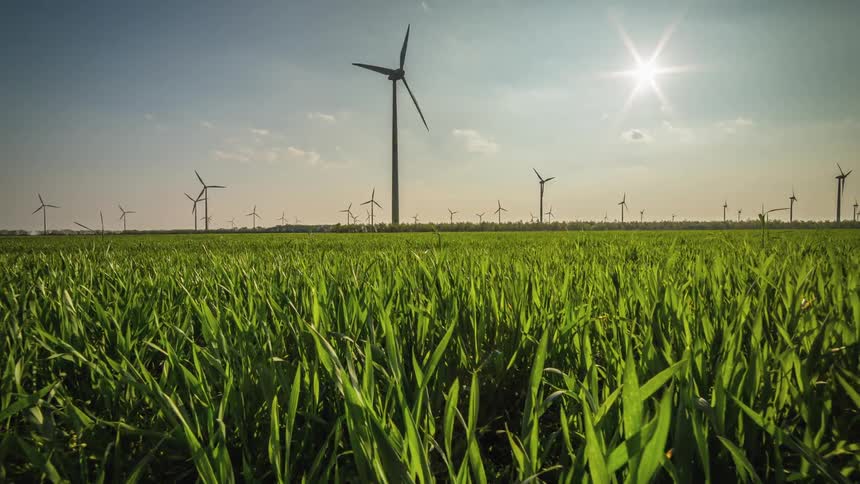 Windmills are moving in the wind