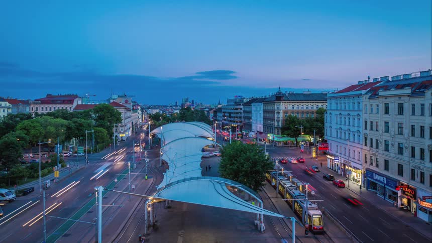 Time lapse of a busy city street