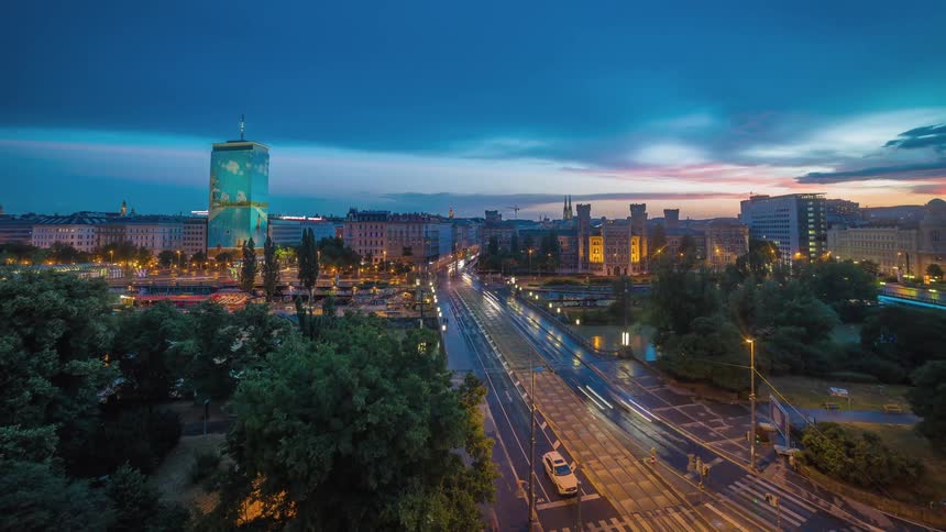 Time lapse of a busy city road