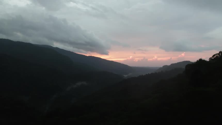 Sunsets over valleys and mountains