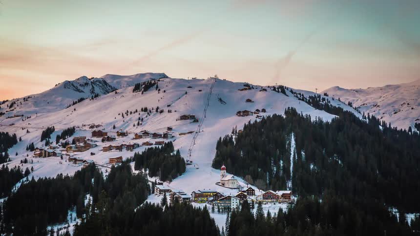 Snow is covering the mountain
