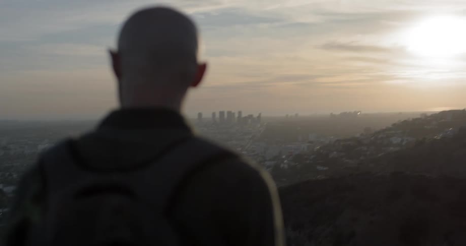 A man is looking at the skyline outdoors