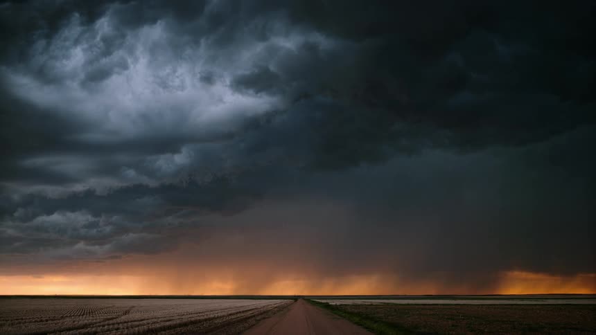 Road leads to storm front on the horizon