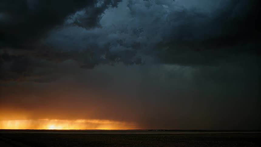 Dark storm clouds obscure light